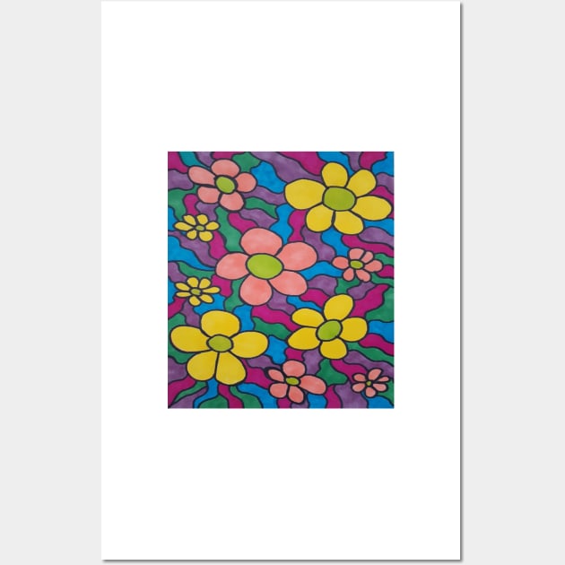 Funky Colorful Daisy Retro Art Wall Art by DanielleGensler